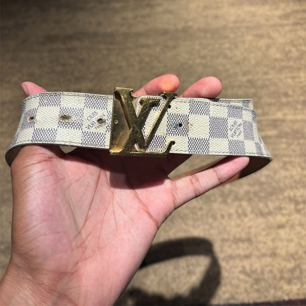 Louis Vuitton Damier Azur Belt – Gold LV Buckle – Men’s Size 90/36 - Picture 7 of 7